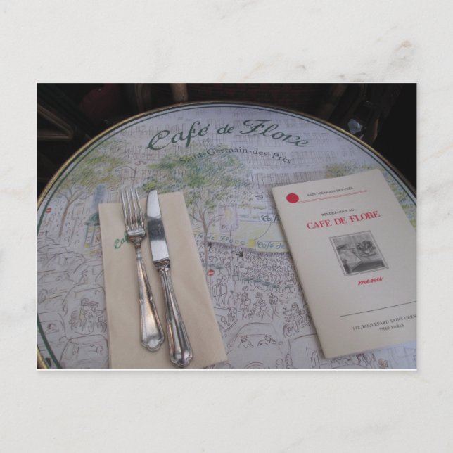 Cafe de Flore, Paris, Frankrike-Ställe Setting, Me Vykort (Framsida)