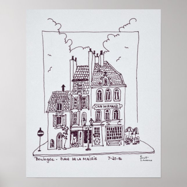 Cafe De La Mairie | Boulogne-Sur-Mer, Frankrike Poster (Framsidan)