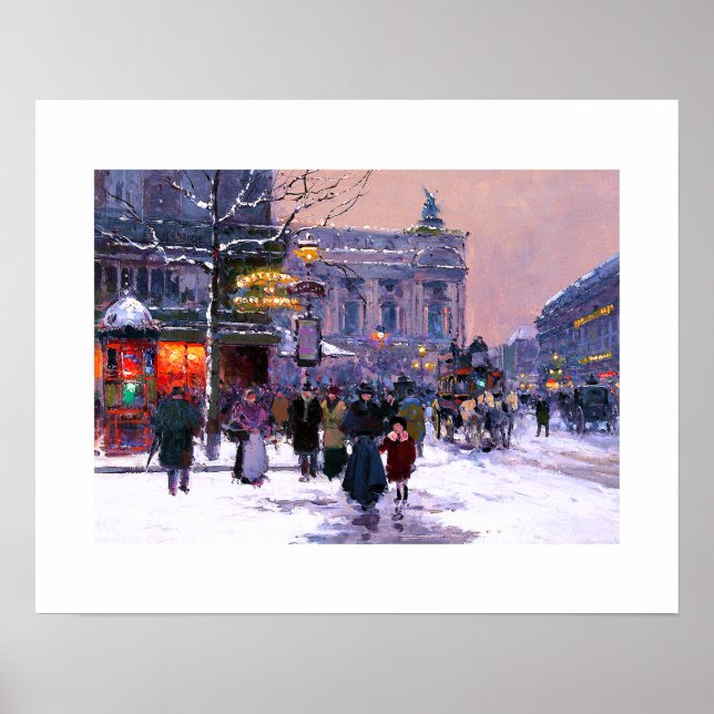 Cafe de la Paix, Opera.Winter. Utskrift av fin kon Poster (Framsidan)