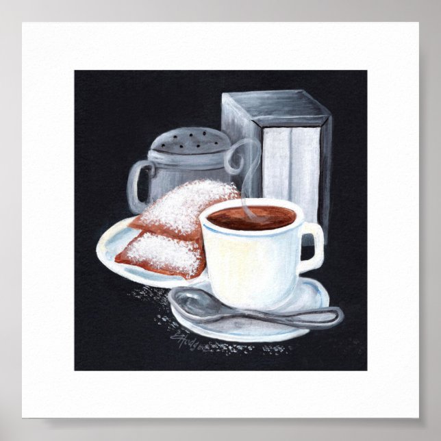 Cafe du Monde on Black Poster (Framsidan)