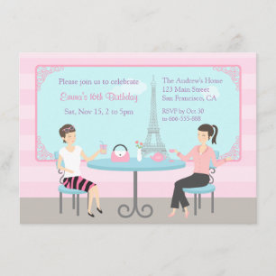 Cafe Eiffeltornet Paris Födelsedagsinbjudningar Inbjudningar