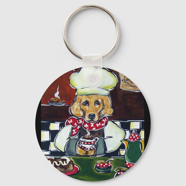 Café Golden Retriever Nyckelring (Framsida)