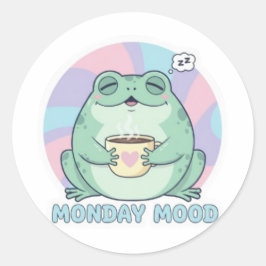 Café Groddekal Rolig Groda som Dricker Kaffe Runt Klistermärke