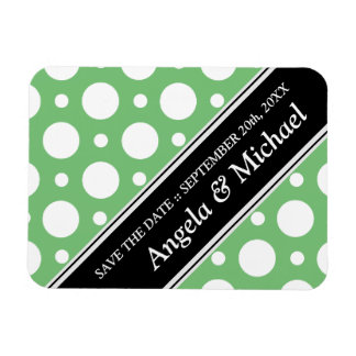 Cafe-Grönt tilldelat Polka dots Spara datum Magnet