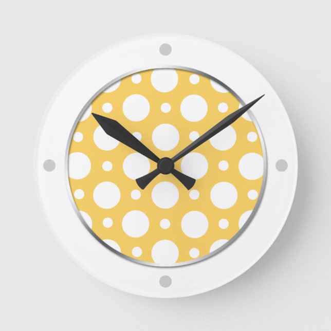 Cafe Gult Assorterad Polka dots-väggklocka Rund Klocka (Framsida)