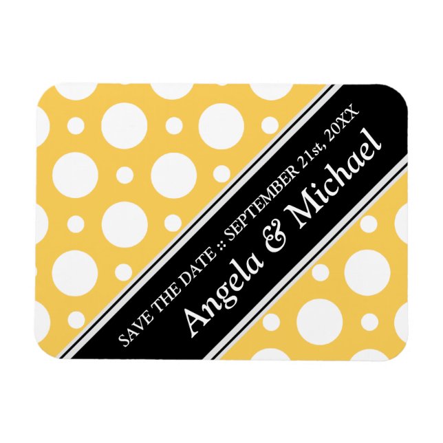 Cafe-Gult tilldelat Polka dots Spara datum Magnet (Horisontell)