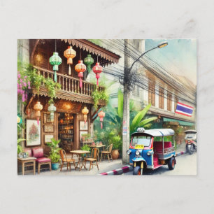 Cafe i Bangkok Thailand Vykort