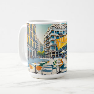 Cafe i Barcelona i Spanien Kaffemugg