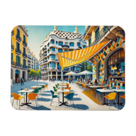 Cafe i Barcelona i Spanien Magnet
