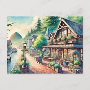 Cafe i Cannon Beach Oregon Travel i centrala delen Vykort