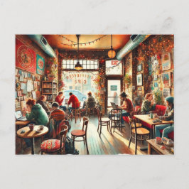 Cafe i Chicago Bucktown Vykort