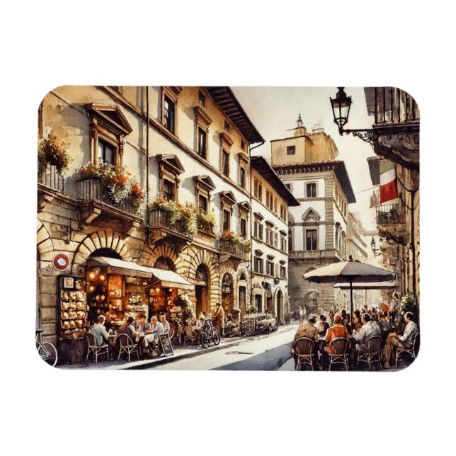Cafe i Florens-Italien Magnet (Horisontell)