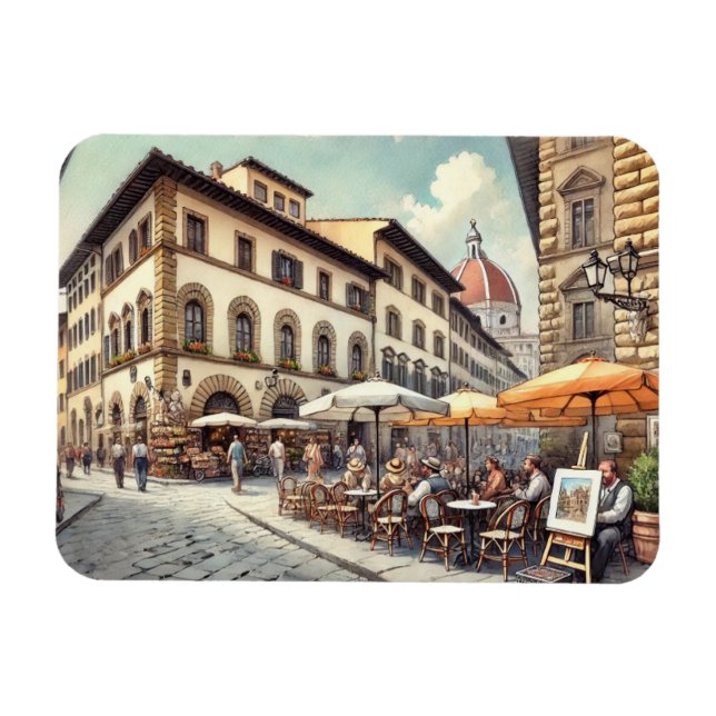 Cafe i Florens-Italien Magnet (Horisontell)