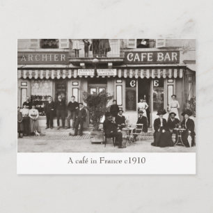 Café i Frankrike-sepia-vykort Vykort