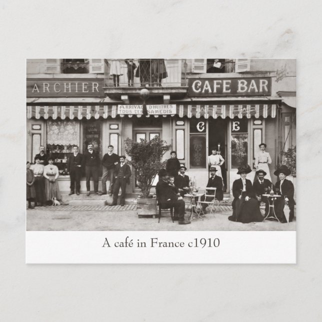 Café i Frankrike-sepia-vykort Vykort (Framsida)