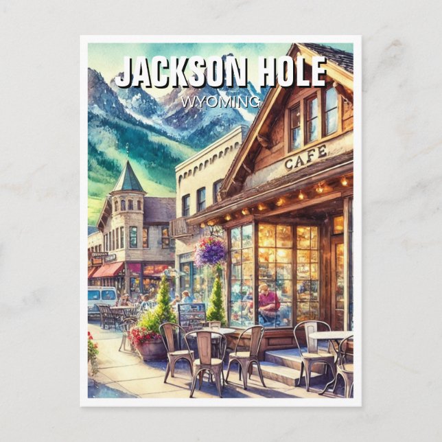 Cafe i Jackson Hole Wyoming Vykort (Framsida)