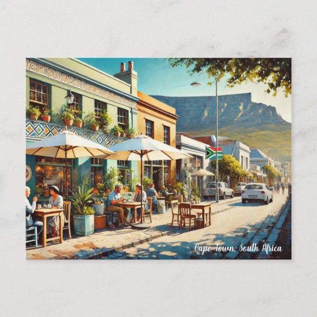Cafe i Kapstaden South Afrika Vykort (Framsida)