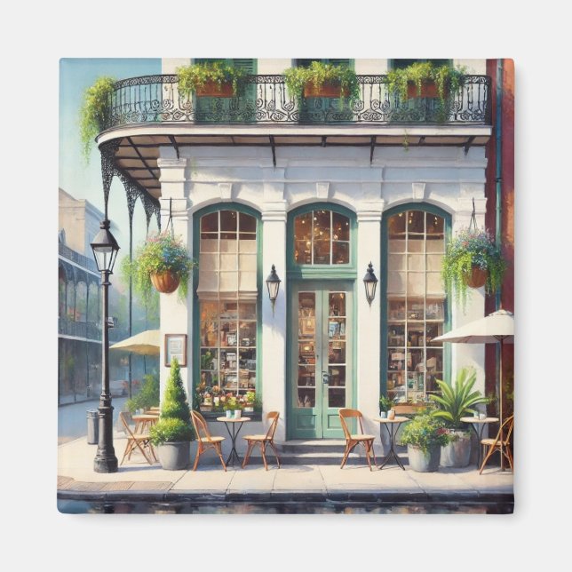 Cafe i New Orleans Louisiana Magnet (Framsidan)