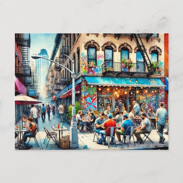 Cafe i New York Bronx Vykort (Framsida)