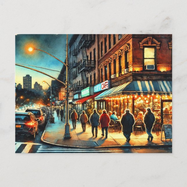 Cafe i New York Bronx Vykort (Framsida)