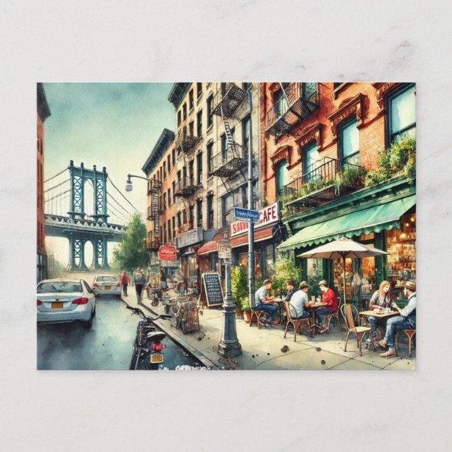 Cafe i New York Brooklyn Vykort (Framsida)