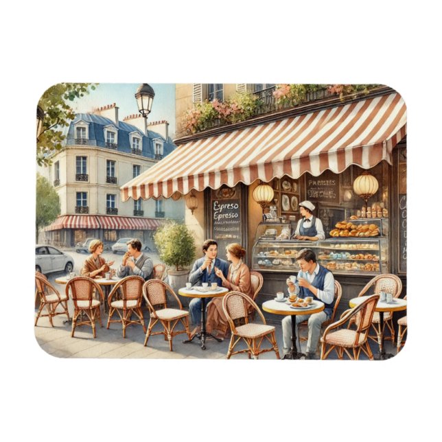 Cafe i Paris Frankrike Mugg Magnet (Horisontell)