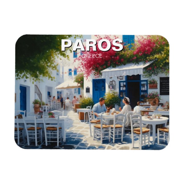 Cafe i Paros Greece Magnet (Horisontell)