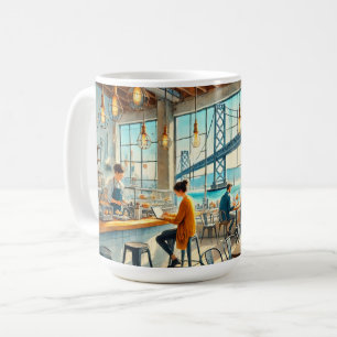Cafe i San Francisco Bay Bridge Kaffemugg
