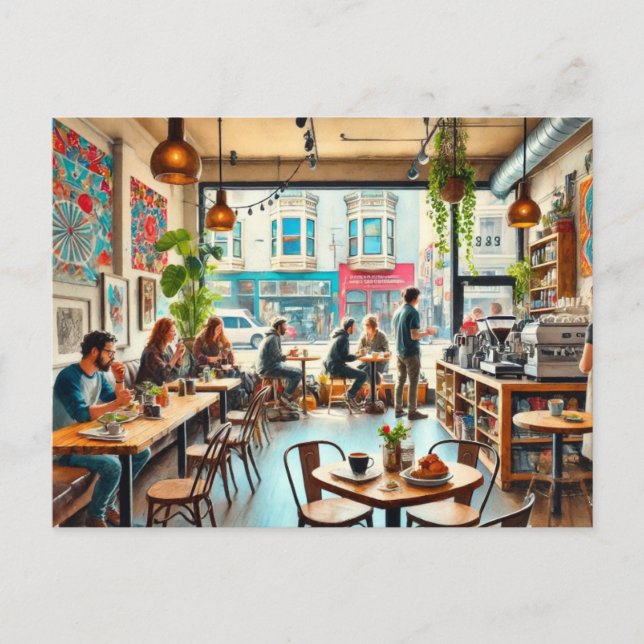 Cafe i San Francisco Uppdrag Mugg Vykort (Framsida)