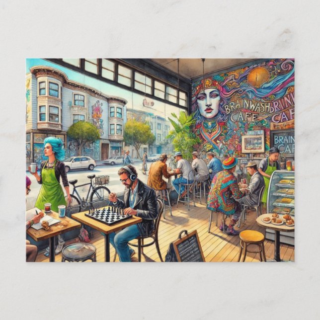 Cafe i San Francisco Uppdrag Mugg Vykort (Framsida)