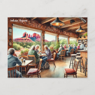 Cafe i Sedona Arizona Utsikt Vykort
