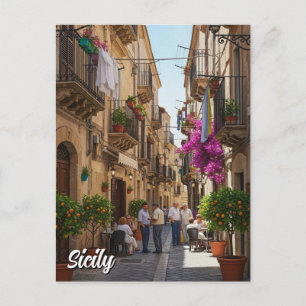 Cafe i Sicilien Italien Vykort
