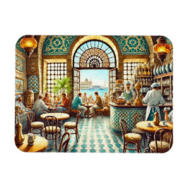 Cafe in Alexandria Egypten Watercolor Painting Magnet