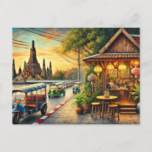 Cafe in Bangkok Thailand Wat Arun Vykort