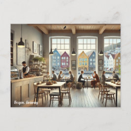 Cafe in Bergen Norge Postcard Vykort