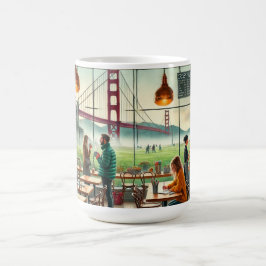 Cafe in Foggy San Francisco Golden Grind Bridge Kaffemugg