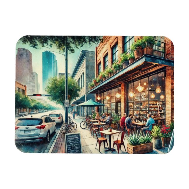 Cafe in Houston Texas Magnet (Horisontell)