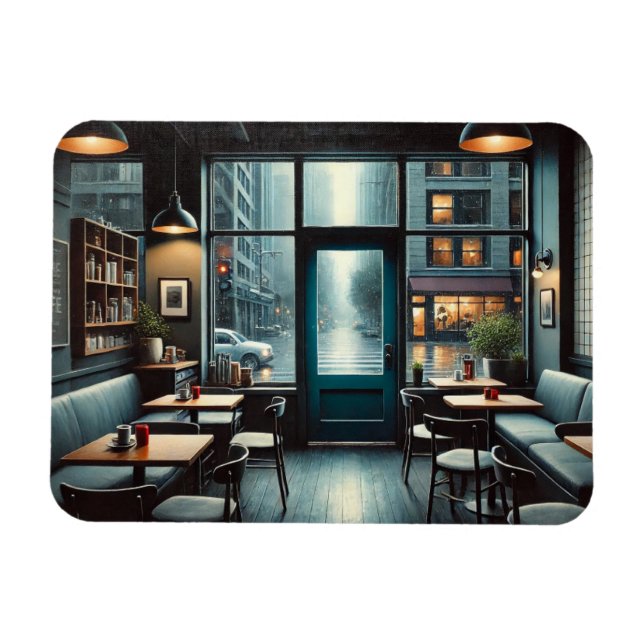Cafe in Rainy Seattle Magnet (Horisontell)