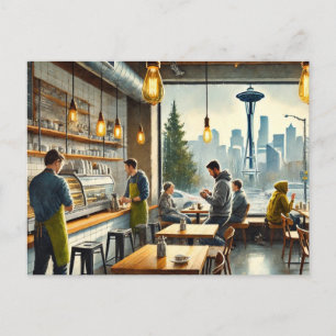 Cafe in Rainy Seattle Vykort