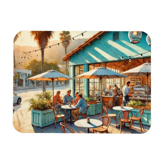 Cafe in Santa Barbara California Magnet (Horisontell)