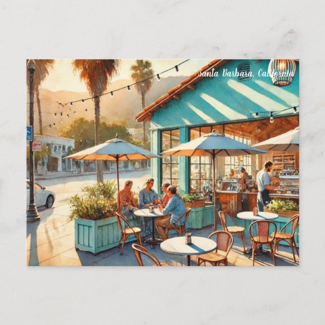 Cafe in Santa Barbara California Vykort (Framsida)