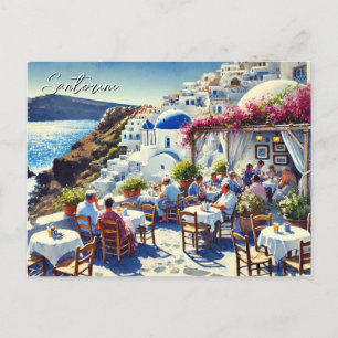 Cafe in Santorini Vykort