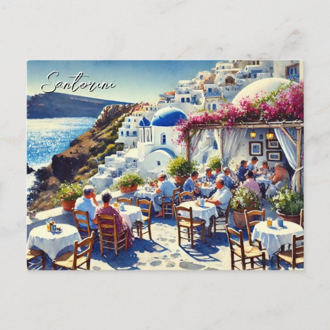 Cafe in Santorini Vykort (Framsida)