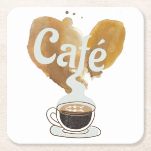 Café - Kaffe Älskare Underlägg Papper Kvadrat