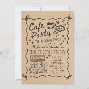 Cafe Kaffe Fest Inbjudan Födelsedag
