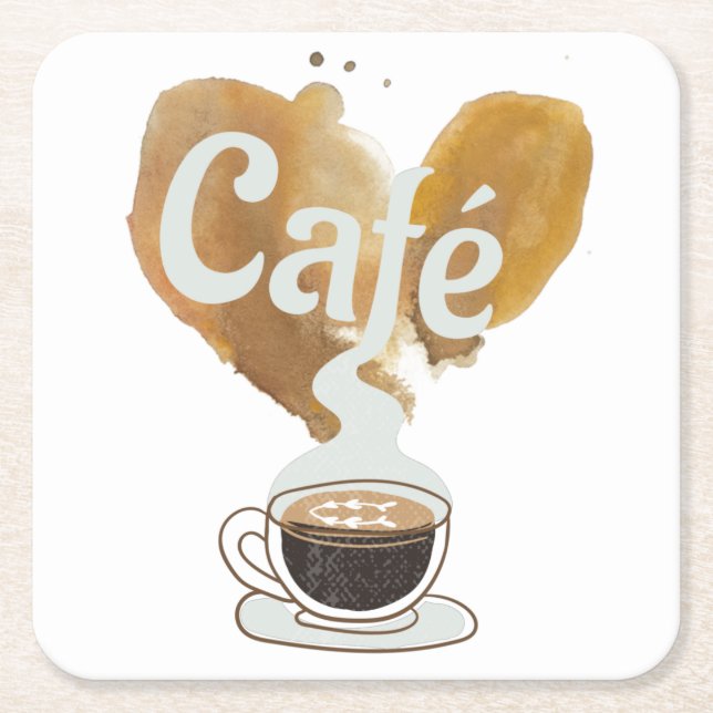Café - Kaffeälskare Underlägg Papper Kvadrat (Framsidan)