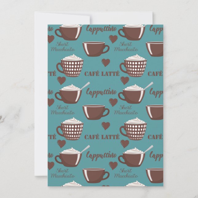Cafe Latte Cappuccino Brown Coffee Cups Cream Inbjudningar (Framsida)