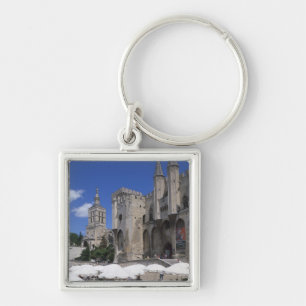 Cafe, Le Palais des Papes, Avignon, Vaucluse, Fyrkantig Silverfärgad Nyckelring