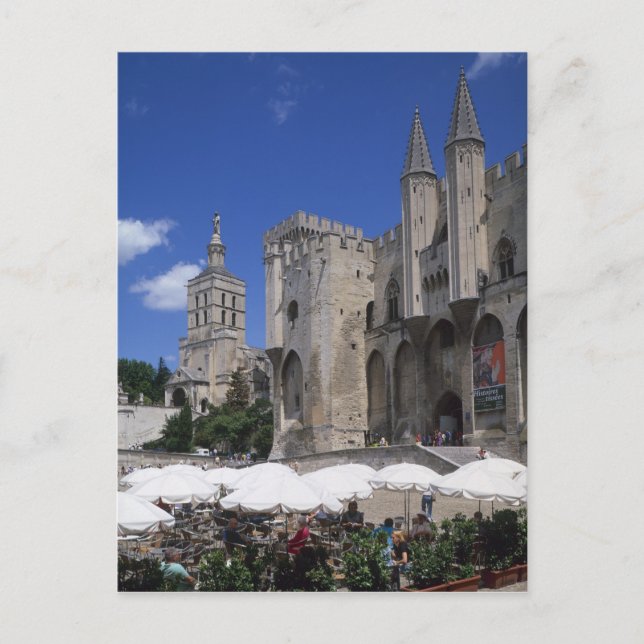 Cafe, Le Palais des Papes, Avignon, Vaucluse, Vykort (Framsida)