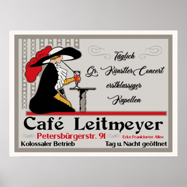 Café Leitmeyer, den tyska fabriken i stil Poster (Framsidan)
